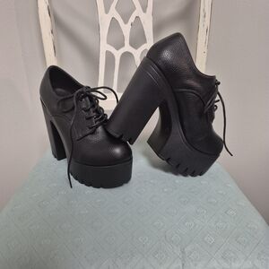 Punk Black Platform Lace-Up Women's Shoes